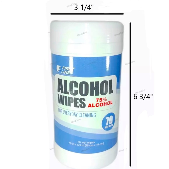 Cleaning Wipes X 6 Bottles-75% Alcohol Wipes x70 Wet Sheets Per B… - Picture 2 of 2